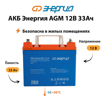 Аккумулятор для ИБП Энергия AGM 12v 33Ah - ИБП и АКБ - Аккумуляторы - . Магазин оборудования для автономного и резервного электропитания Ekosolar.ru в Ессентуках